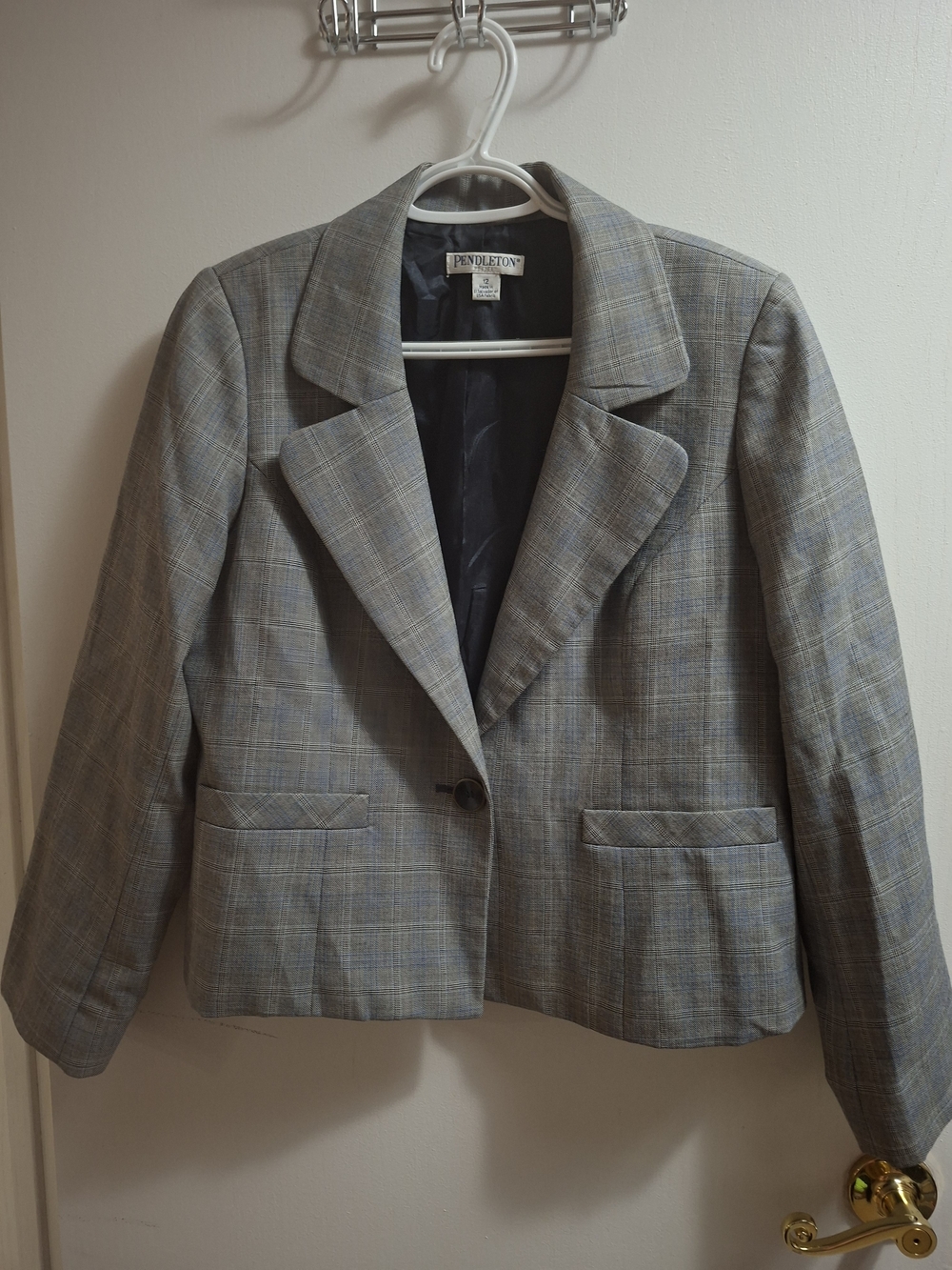 Pendleton Gray Plaid Tailored Blazer Jacket